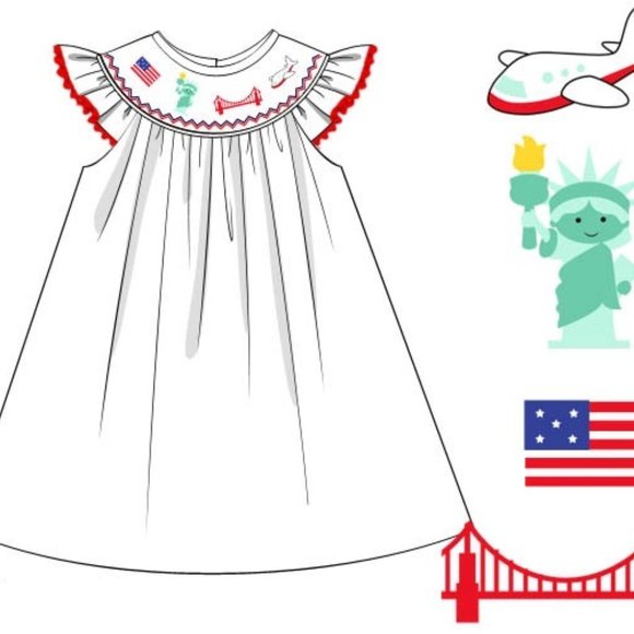Travel America Angel Sleeve Smock